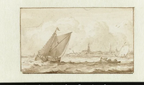 Zeegezicht by Allaert van Everdingen, drawing, 1631-1675