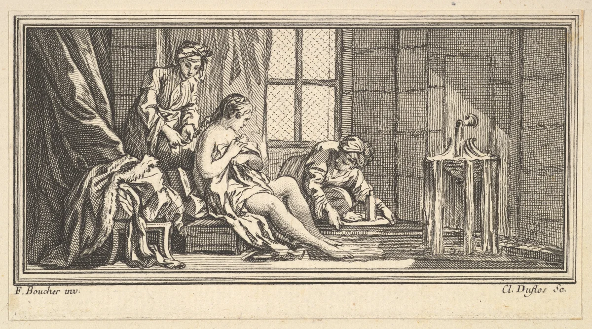 Sultana at Her Toilet by Claude Augustin Duflos le Jeune, print, 1746-1747