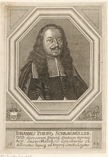 Portret van Johann Philipp Schragmüller by Matthias van Sommer, print, 1668