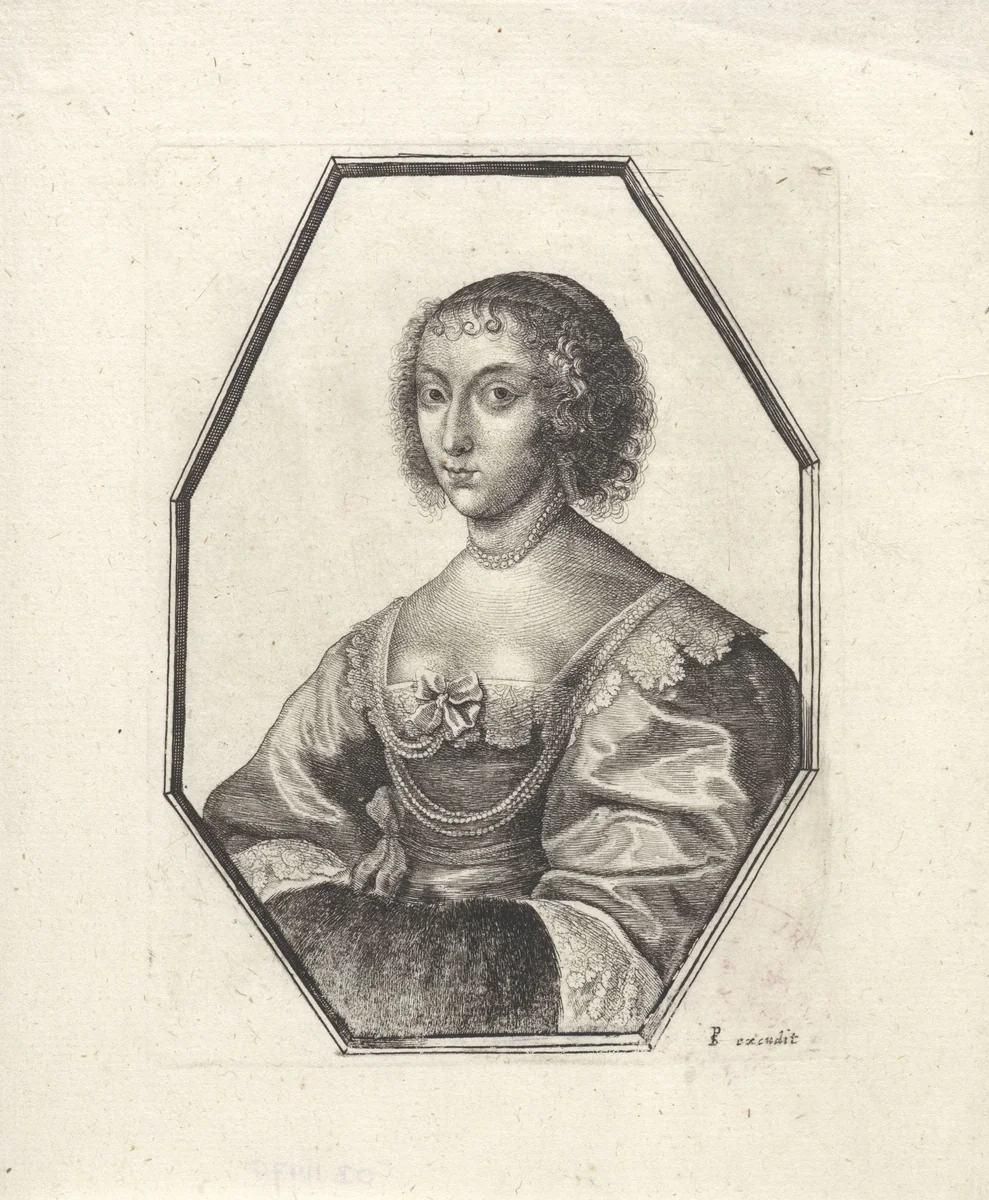 Portret van een vrouw met haar handen in een mof by Wenceslaus Hollar, print, 1637-1638