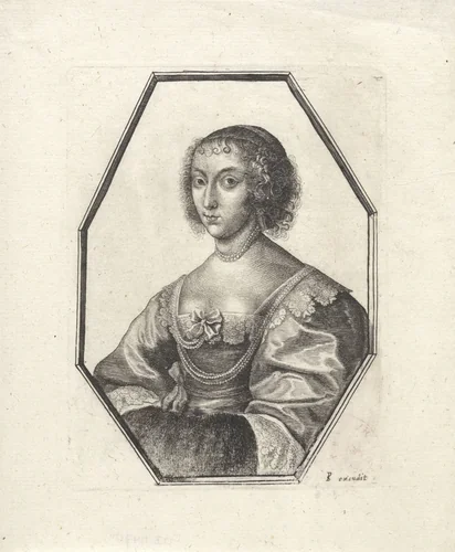 Portret van een vrouw met haar handen in een mof by Wenceslaus Hollar, print, 1637-1638