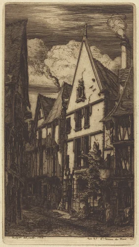 La Rue des Toiles, à Bourges by Charles Meryon, print, 1853
