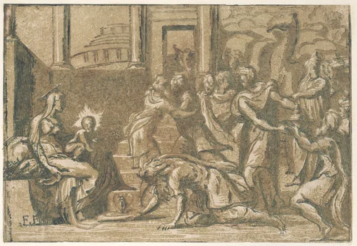The Adoration of the Magi by Niccolò Vicentino, print, 1540-1550