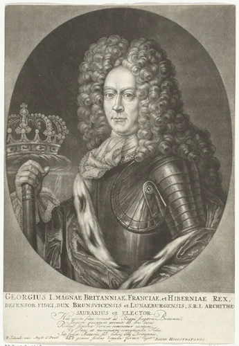 Portret van George I, koning van Engeland by anonymous, print, 1680-1713