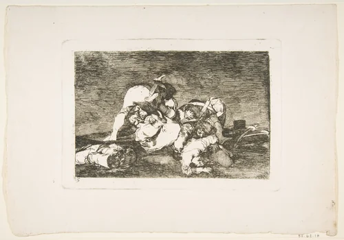 Plate 10 from "The Disasters of War" (Los Desastres de la Guerra): 'Nor do these' (Tampoco) by Goya, print, 1810