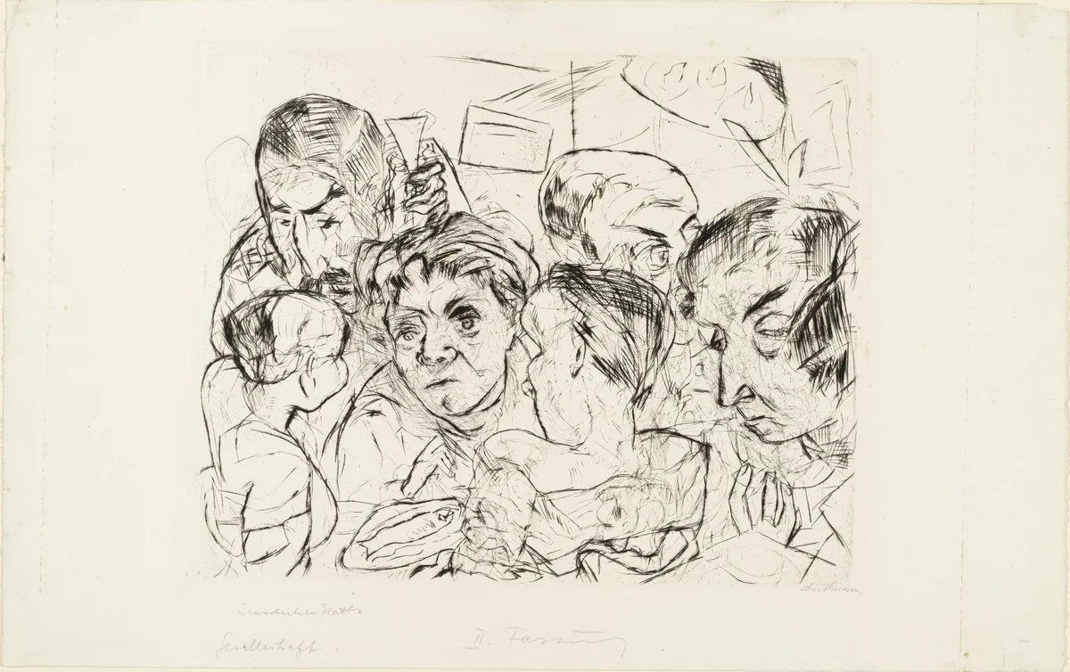 Society 1915 (Gesellschaft 1915) by Max Beckmann, print, 1915