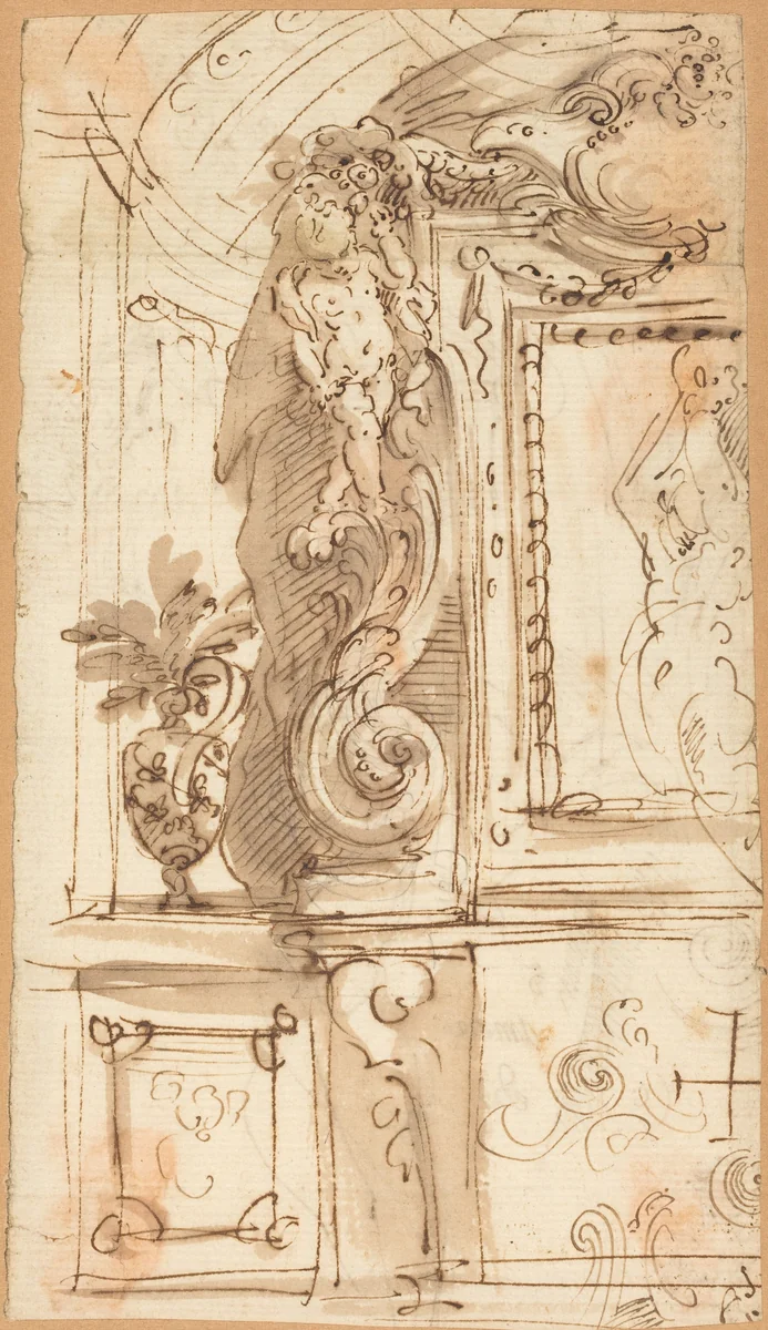 An Elaborately Sculpted Frame by Genoese, drawing, 1600-1699