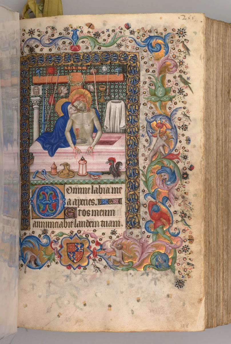 Hours of Charles the Noble, King of Navarre (1361-1425): fol. 128r, Man of Sorrows by Master of the Brussels Initials and Associates, book, 1400-1410