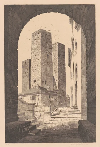 Towers of San Gimignano by John Taylor Arms, print, 1932