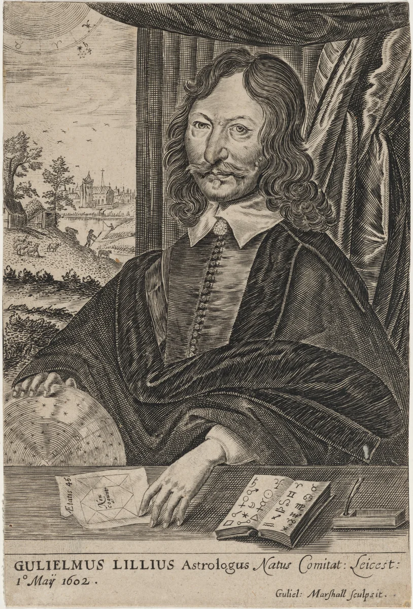 William Lilly, Astrologer by William Marshall, print, 1569-1677