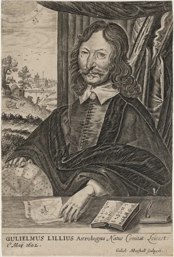 William Lilly, Astrologer by William Marshall, print, 1569-1677