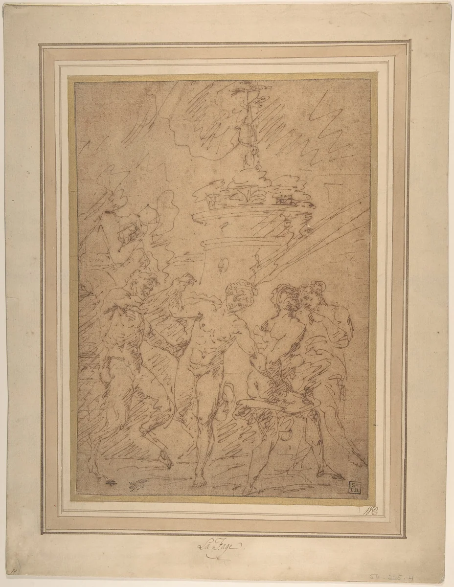 Satyr and Nymphs Dancing by Raymond de La Fage, drawing, 1650-1684