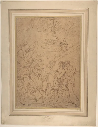 Satyr and Nymphs Dancing by Raymond de La Fage, drawing, 1650-1684