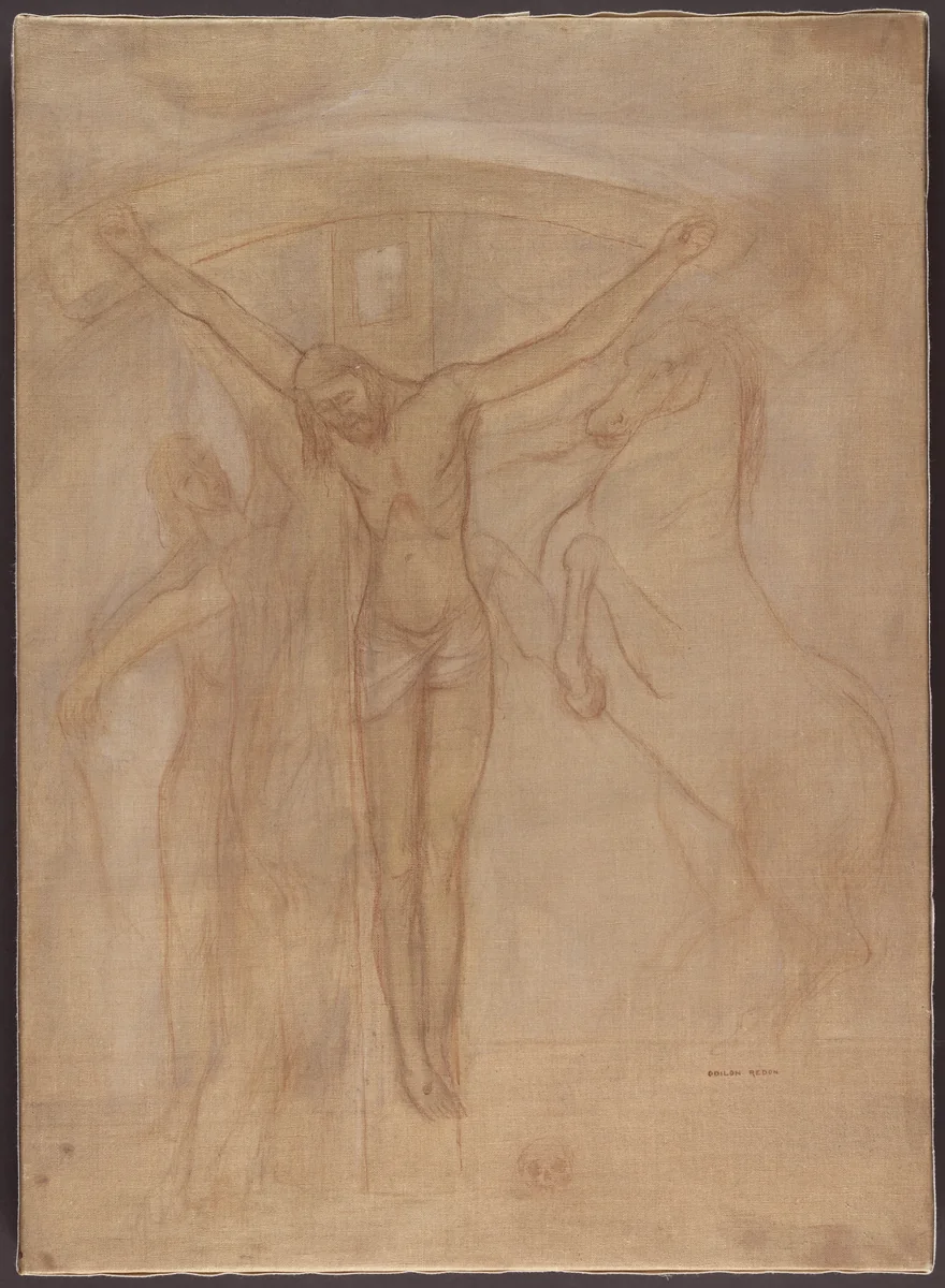 Christ on the Cross by Odilon Redon, drawing, 1892