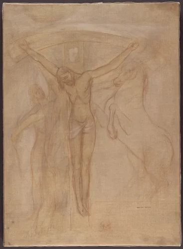 Christ on the Cross by Odilon Redon, drawing, 1892