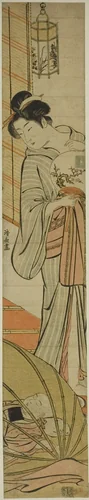 Mother Watching her Son Sleeping under a Mosquito Net by Torii Kiyonaga (鳥居清長), print, 1775-1785