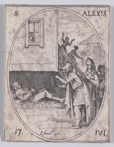 St. Alexis, July 17th, from "Les Images De Tous Les Saincts et Saintes de L'Année" (Images of All of the Saints and Religious Events of the Year) by Jacques Callot, print, 1636