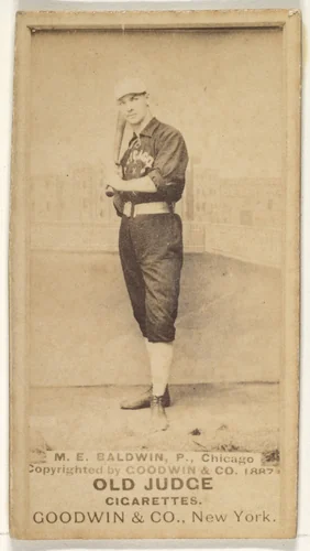M.E. Baldwin, Pitcher, Chicago, from the Old Judge series (N172) for Old Judge Cigarettes by Goodwin & Company, photograph, 1887