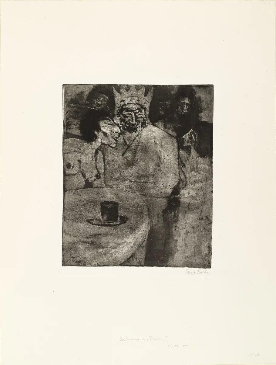Solomon and His Wives (Salomo und seine Frauen) by Emil Nolde, print, 1911
