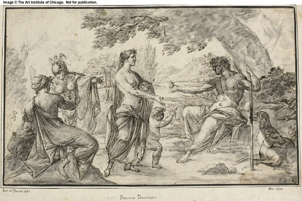 Judgement of Paris by Francesco Trevisani, drawing, 1676-1746