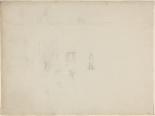 Sheet of Architectural and Figure Studies by John Flaxman, drawing, 1755-1826