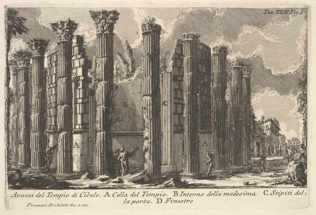 Remains of the Temple of Cybele (Avanzi del Tempio di Cibele) by Giovanni Battista Piranesi, print, 1735-1778