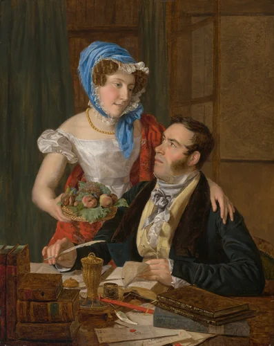 The Cartographer Professor Josef Jüttner and His Wife by Ferdinand Georg Waldmüller, painting, 1824