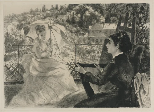 The Terrace of the Villa Brancas by Félix Bracquemond, print, 1876