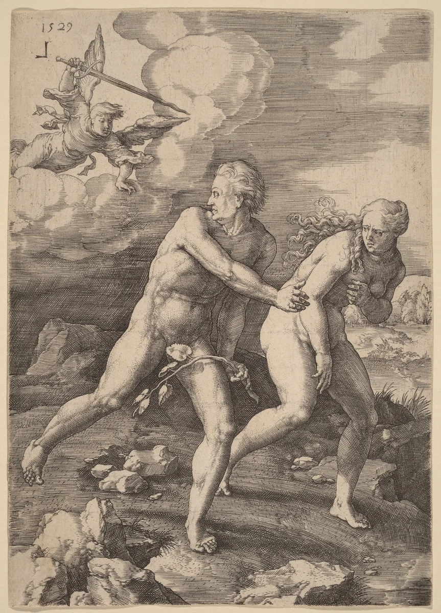 The Explusion from Paradise by Lucas van Leyden, print, 1529