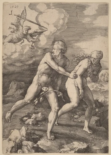 The Explusion from Paradise by Lucas van Leyden, print, 1529