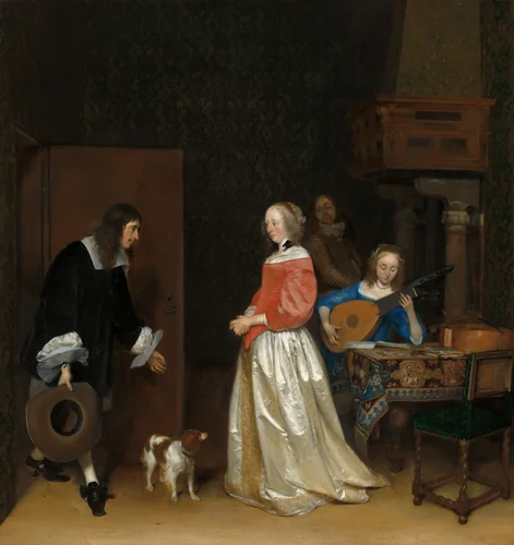 The Suitor's Visit by Gerard ter Borch, painting, 1658