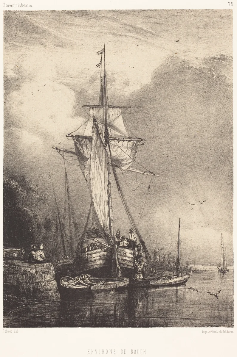Near Rouen (Environs de Rouen) by Paul Huet, print, 1803-1869