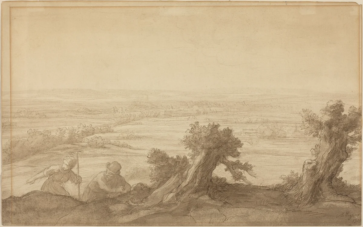 View over Flat Country by Alphonse Legros, drawing, 1906