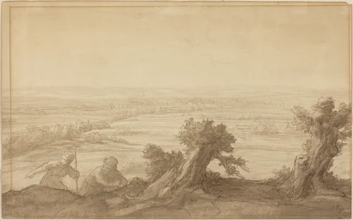 View over Flat Country by Alphonse Legros, drawing, 1906