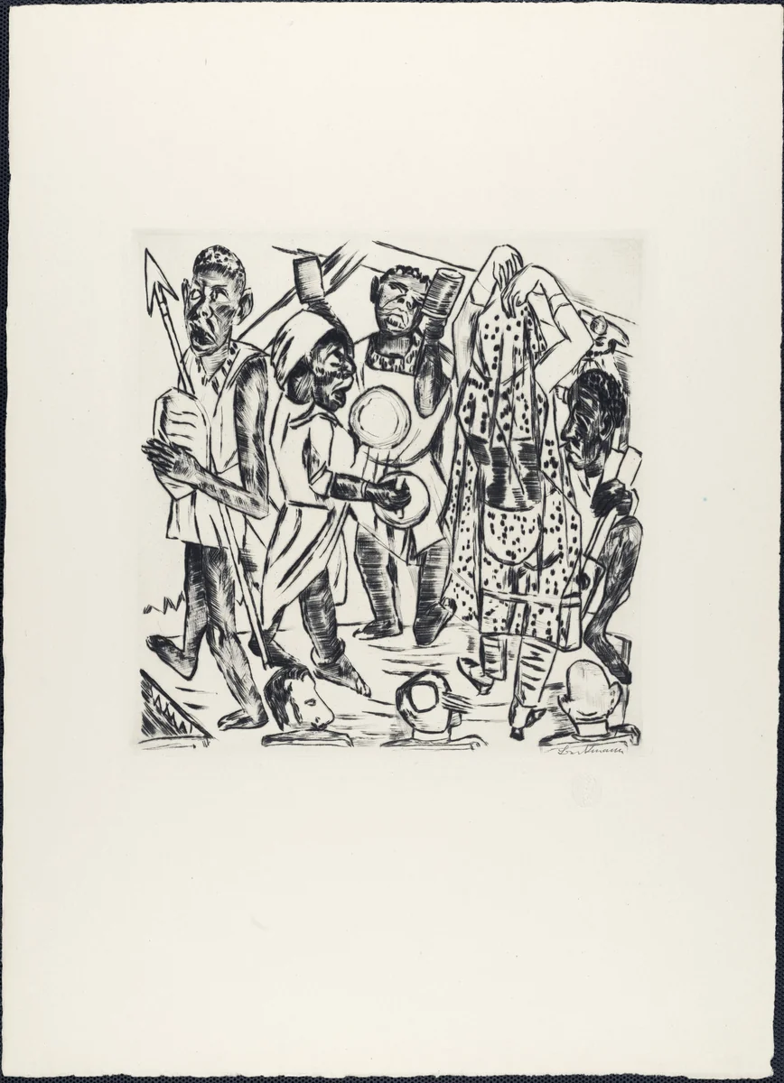 Negro Dance (Niggertanz) from Annual Fair (Jahrmarkt) by Max Beckmann, print, 1921