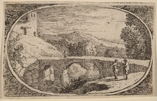 A Stone Bridge by Herman van Swanevelt, print, 1600-1655