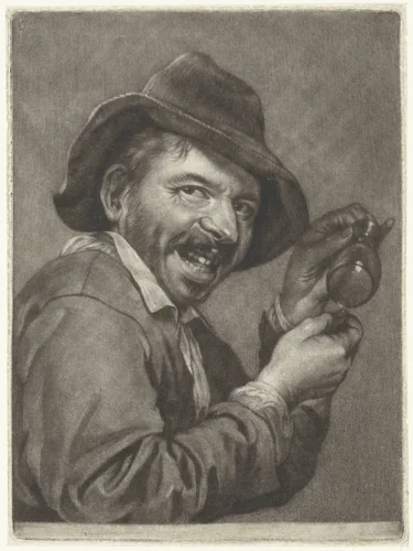 Man met een leeg glas (de Smaak) by Jan Verkolje, print, 1660-1693