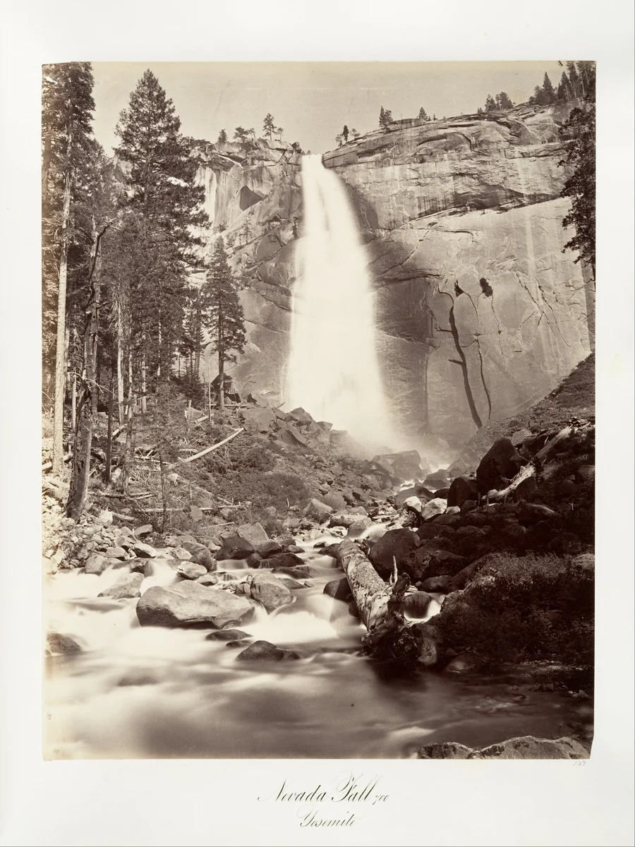Nevada Fall, 700 feet, Yosemite by Carleton E. Watkins, photograph, 1870-1874