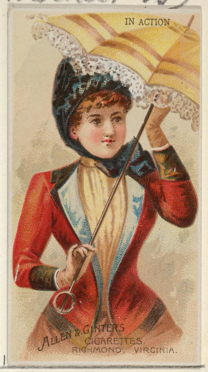 In Action, from the Parasol Drills series (N18) for Allen & Ginter Cigarettes Brands by Allen & Ginter, print, 1888