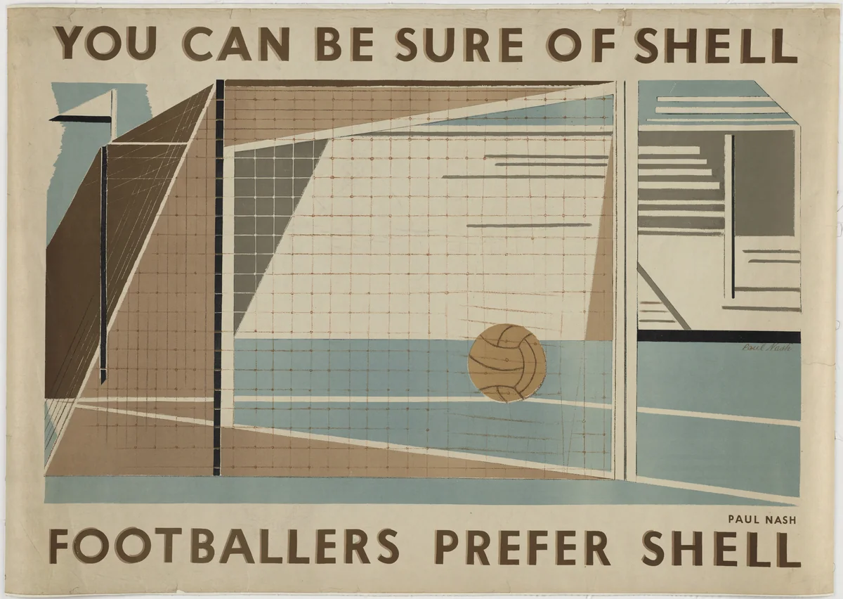 You Can Be Sure of Shell, Footballers Prefer Shell by Paul Nash, design, 1935