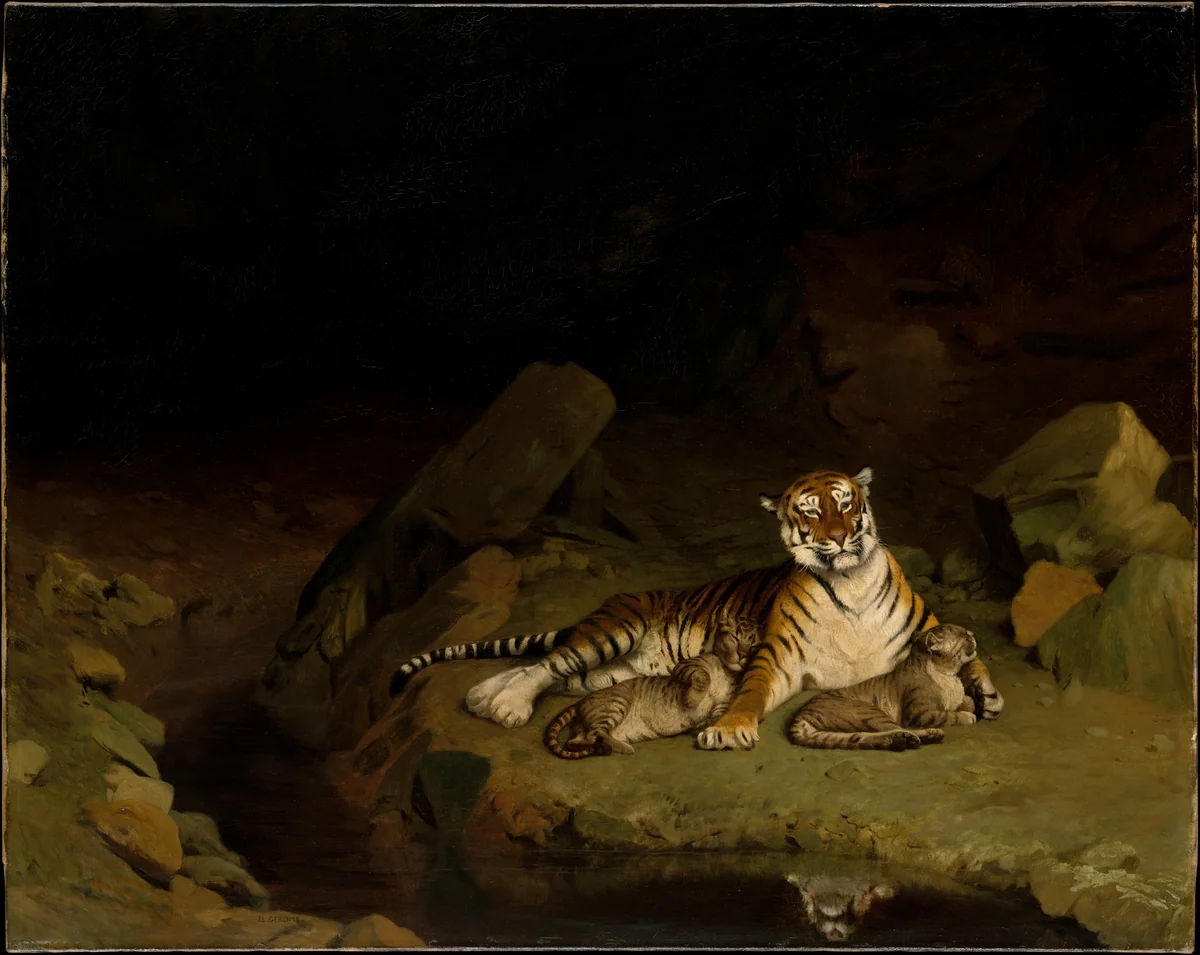 Tiger and Cubs by Jean-Léon Gérôme, painting, 1879-1889