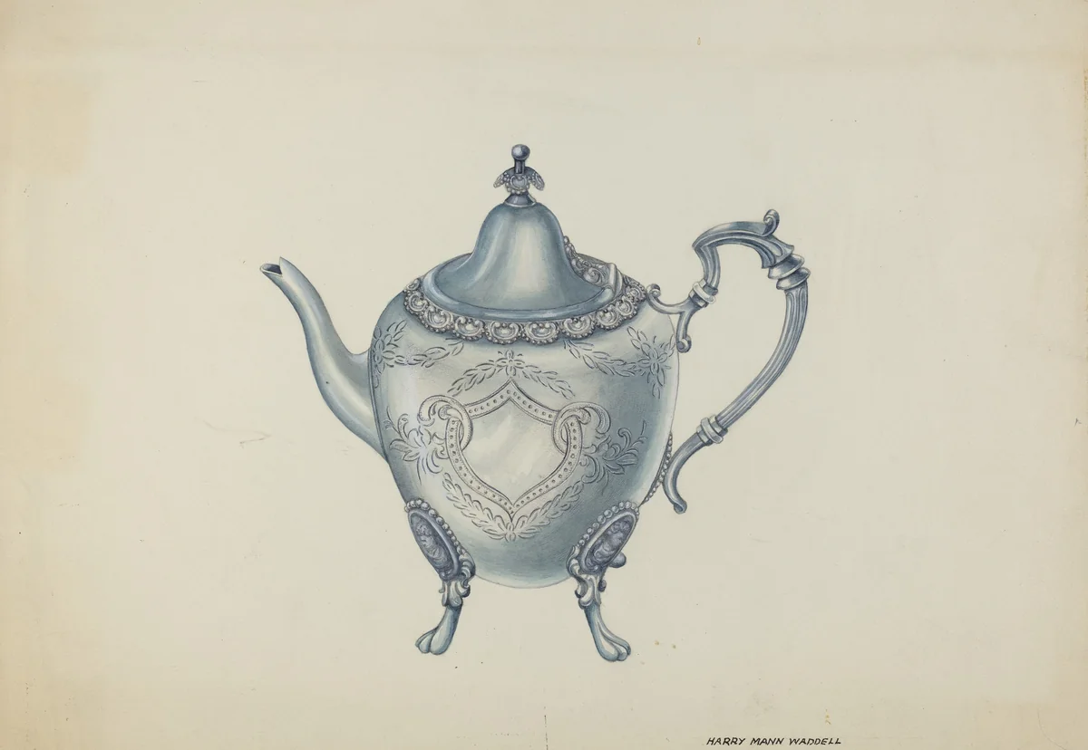 Silver Teapot by Harry Mann Waddell, index of american design, 1937