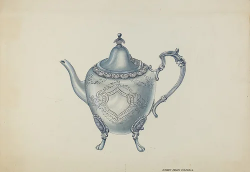 Silver Teapot by Harry Mann Waddell, index of american design, 1937