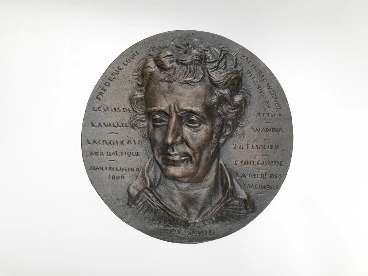Friedrich Ludwig Zacharias Werner (1768–1823) by Pierre-Jean David d'Angers, metalwork, 1800-1899
