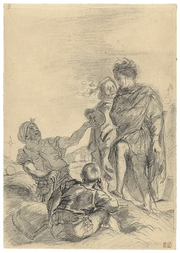 Hamlet and the Gravediggers by Eugène Delacroix, drawing, 1843