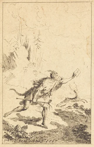 Envoy to M. de Saint-Denis by M. de Belle-Isle, Prisoner [left] by Gabriel de Saint-Aubin, print, 1767