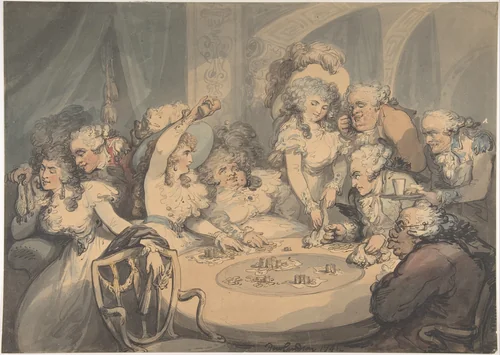 A Gaming Table at Devonshire House by Thomas Rowlandson, drawing, 1791