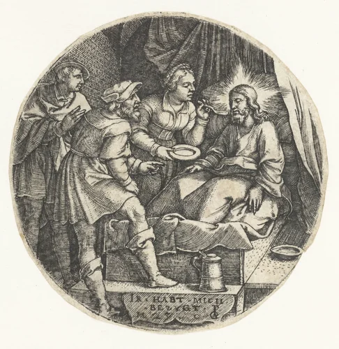 Christus is ziek en krijgt bezoek by Unknown, print, 1534