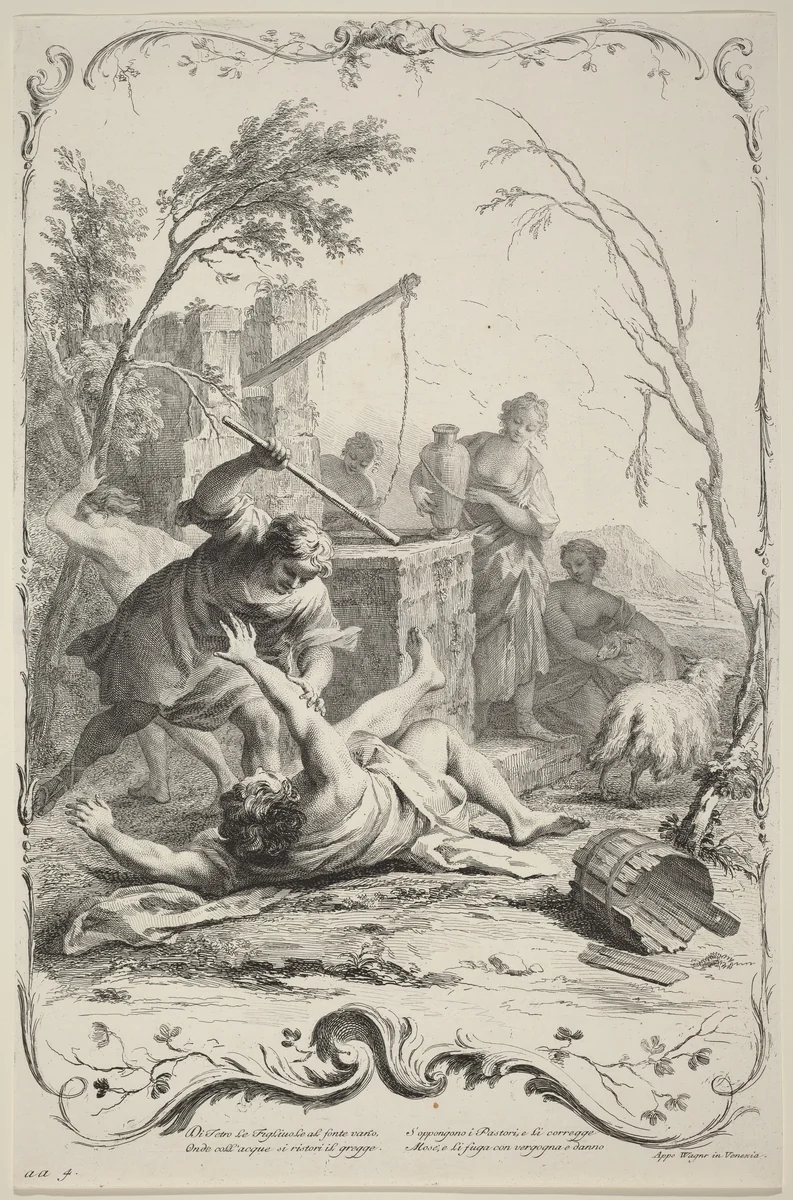 Moses Striking a Shepherd by Joseph Wagner
Jacopo Amigoni, print, 1745