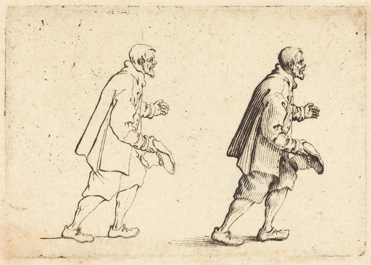 Peasant with Hat in Hand by Jacques Callot, print, 1617